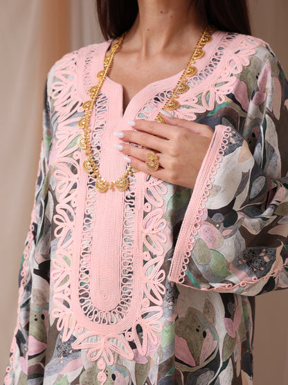 Slate Abstract Petal Kaftan