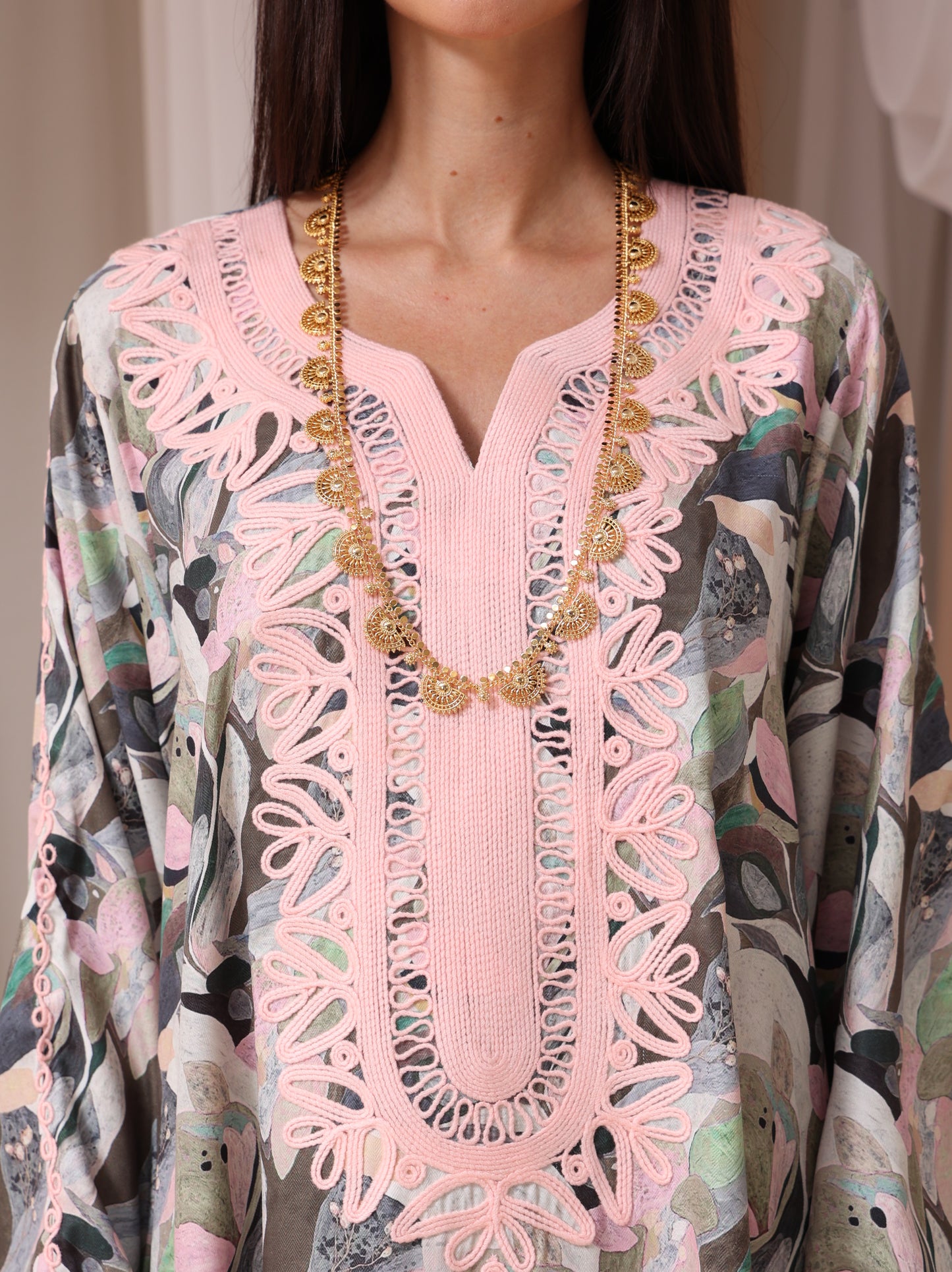 Slate Abstract Petal Kaftan