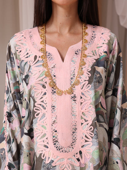 Slate Abstract Petal Kaftan