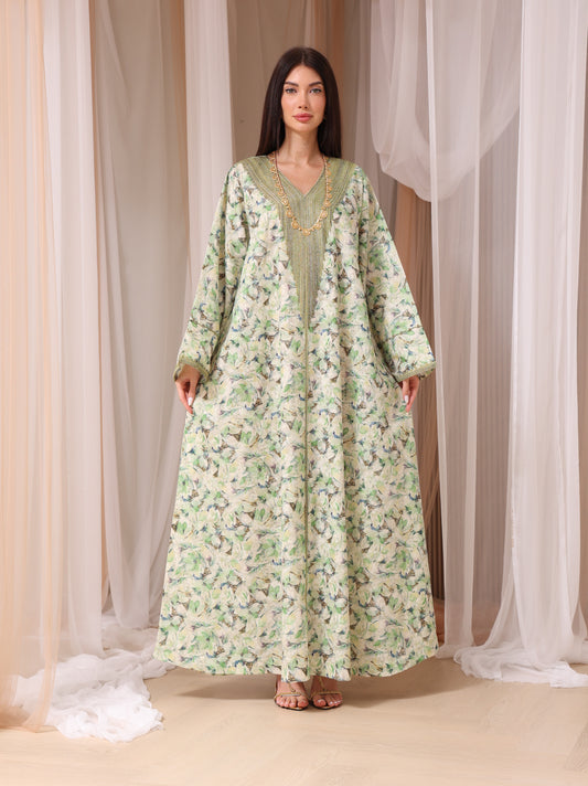 Lime & Emerald Foliage Kaftan