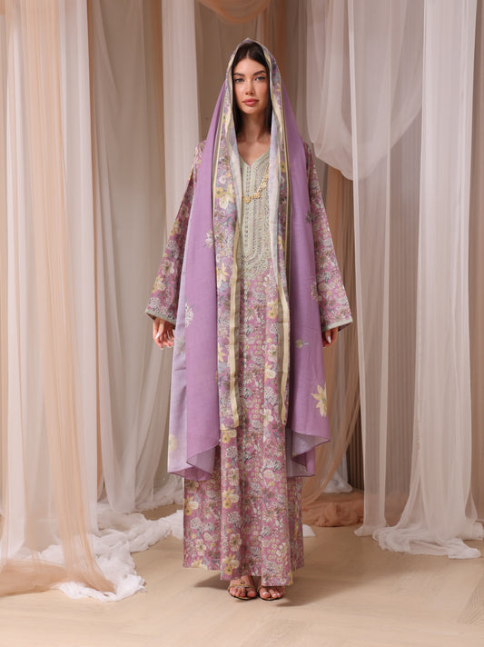 Lavender & Peach Wildflower Kaftan Set