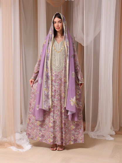 Lavender & Peach Wildflower Kaftan Set
