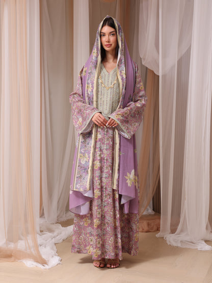 Lavender & Peach Wildflower Kaftan Set