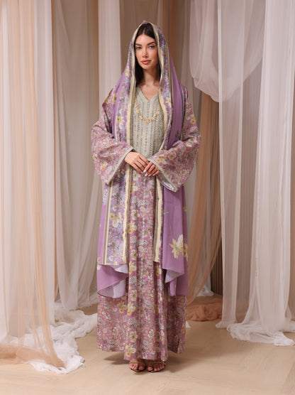 Lavender & Peach Wildflower Kaftan Set