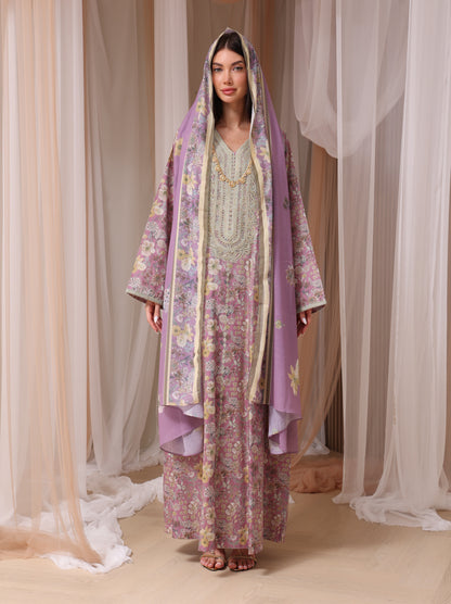 Lavender & Peach Wildflower Kaftan Set