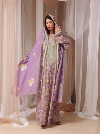 Lavender & Peach Wildflower Kaftan Set