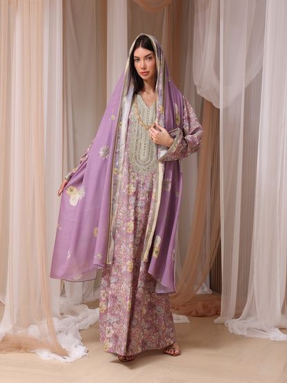 Lavender & Peach Wildflower Kaftan Set
