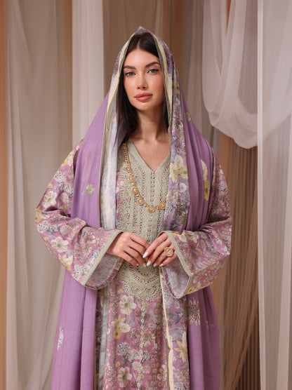 Lavender & Peach Wildflower Kaftan Set