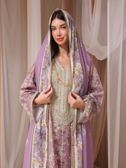 Lavender & Peach Wildflower Kaftan Set