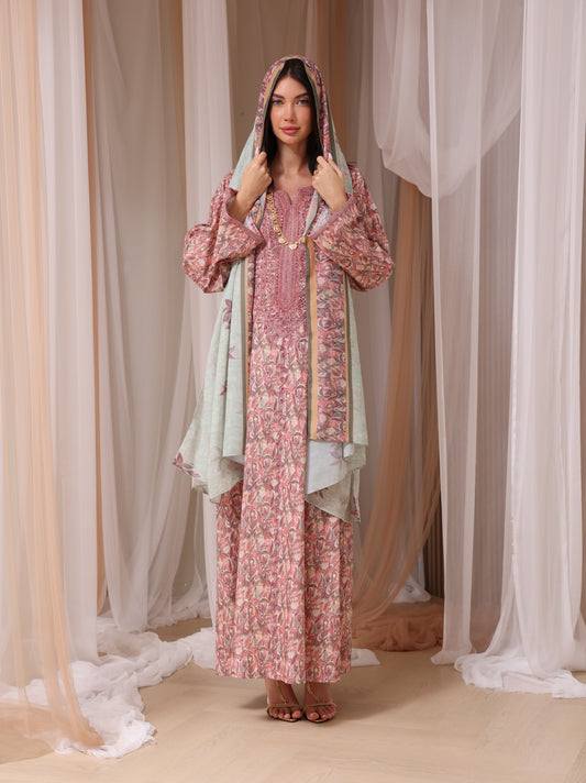 Mauve & Sage Botanical Kaftan