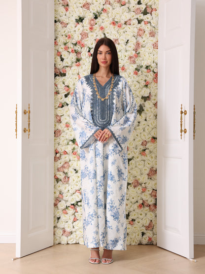 Cornflower & Slate Floral Kaftan
