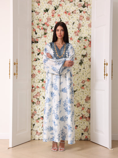 Cornflower & Slate Floral Kaftan