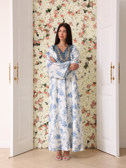 Cornflower & Slate Floral Kaftan