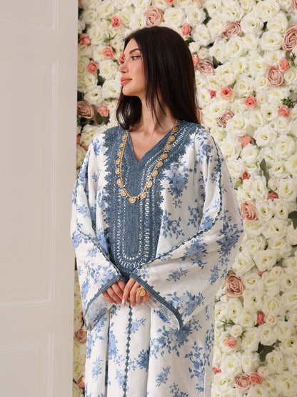 Cornflower & Slate Floral Kaftan