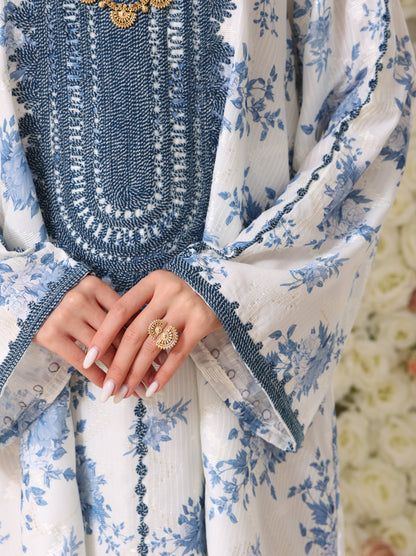 Cornflower & Slate Floral Kaftan