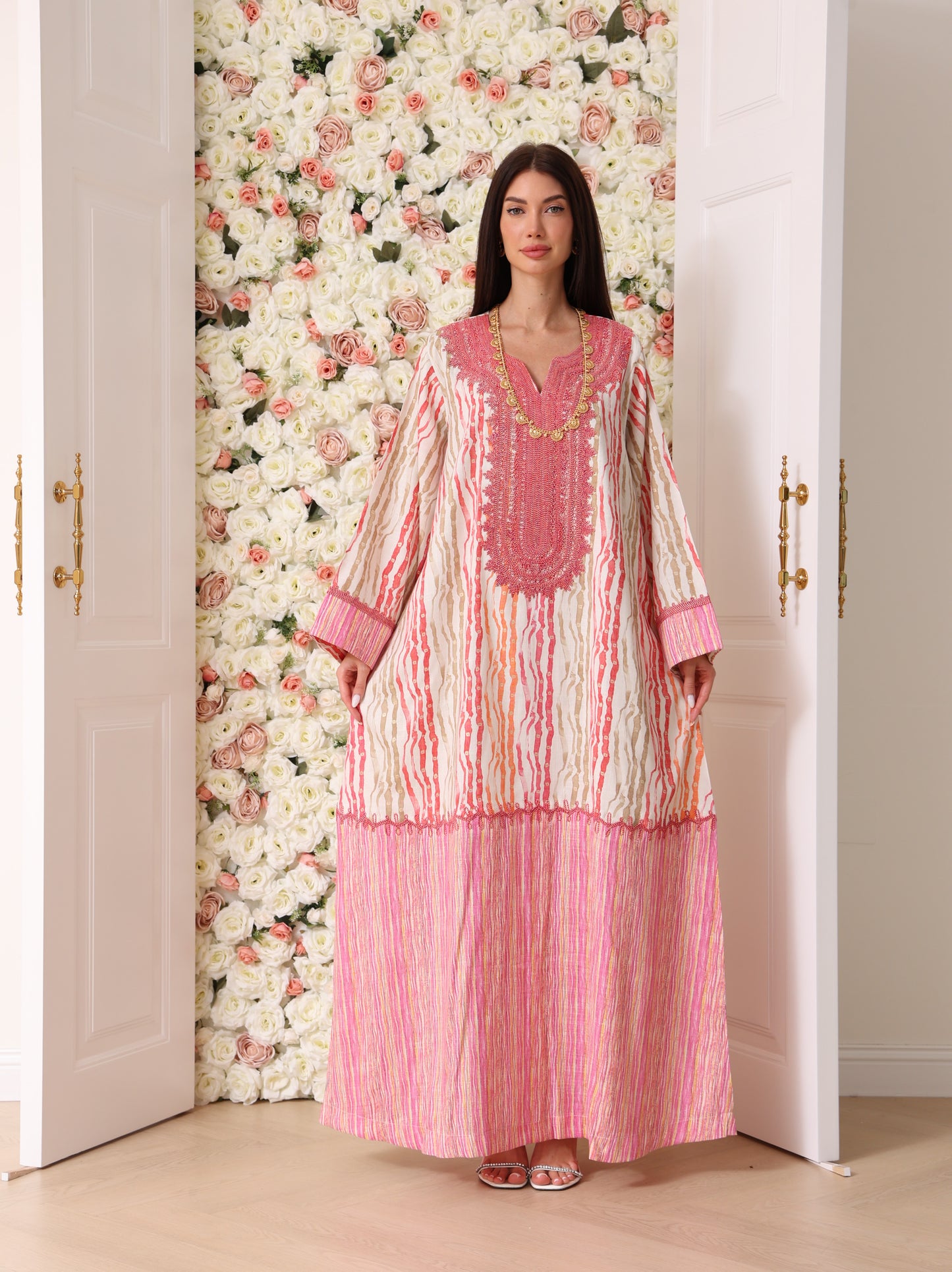 Rose & Apricot Stripe Kaftan