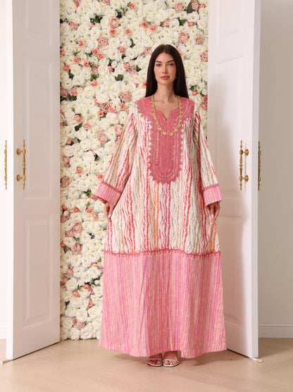 Rose & Apricot Stripe Kaftan