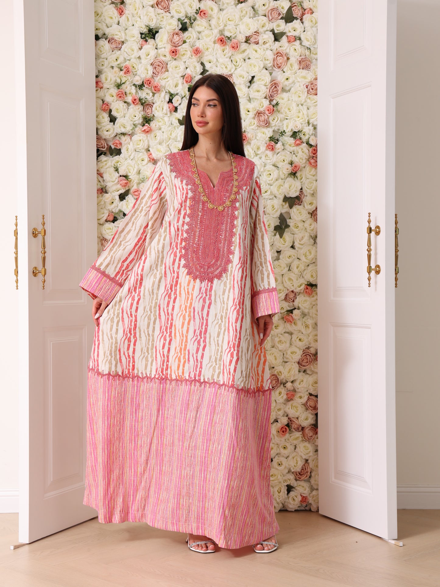 Rose & Apricot Stripe Kaftan