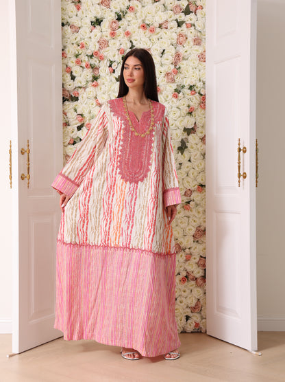 Rose & Apricot Stripe Kaftan