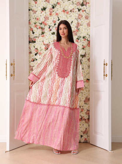 Rose & Apricot Stripe Kaftan