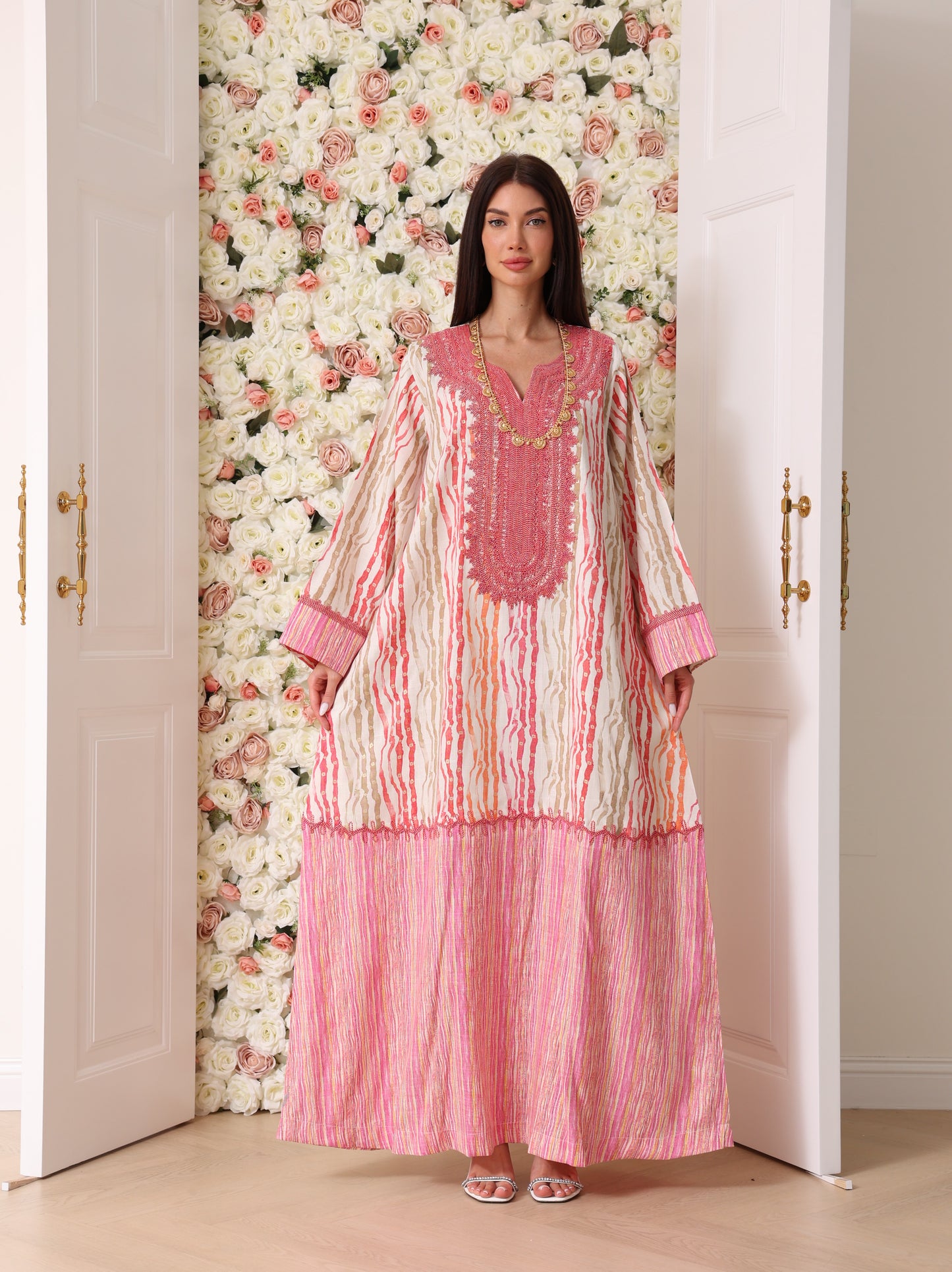 Rose & Apricot Stripe Kaftan
