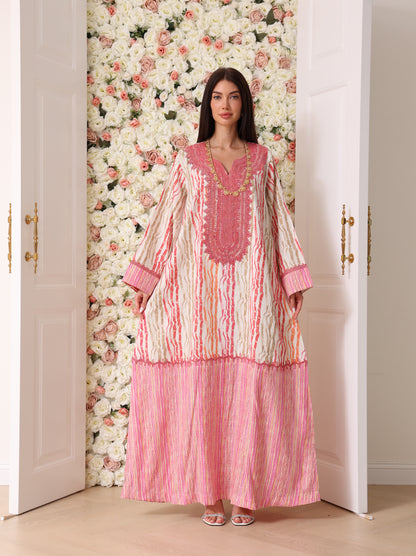 Rose & Apricot Stripe Kaftan