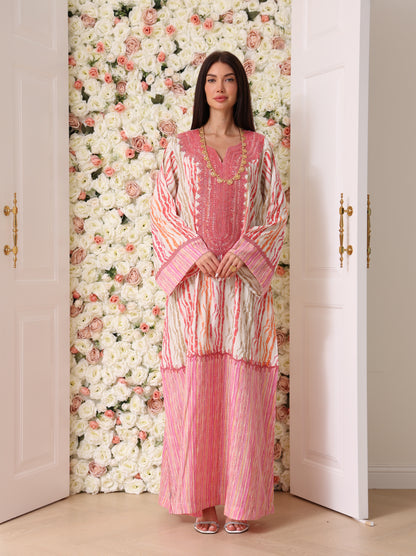 Rose & Apricot Stripe Kaftan