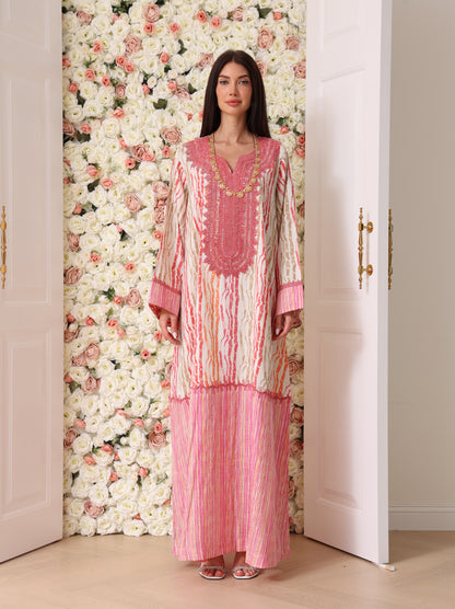 Rose & Apricot Stripe Kaftan