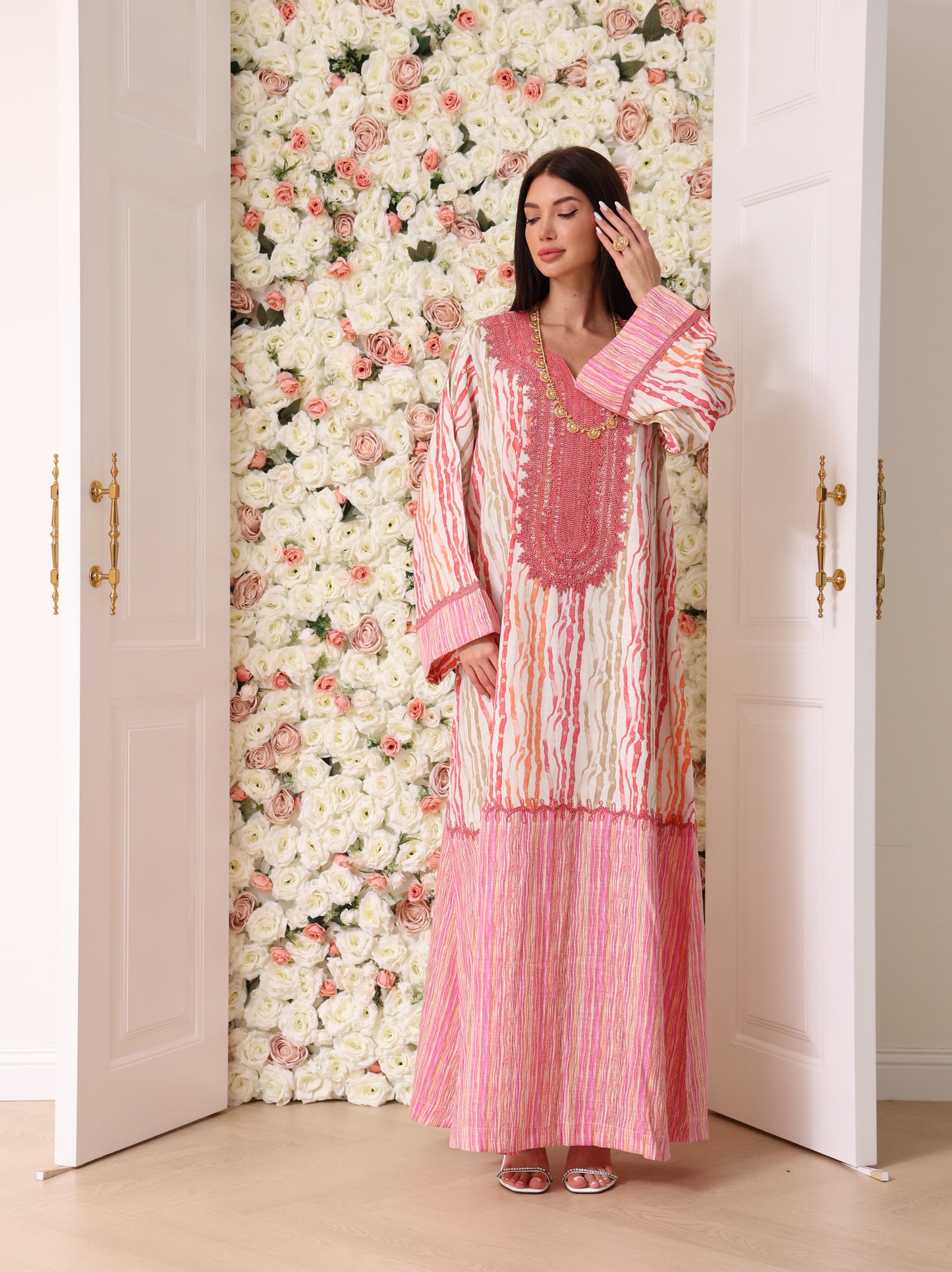 Rose & Apricot Stripe Kaftan