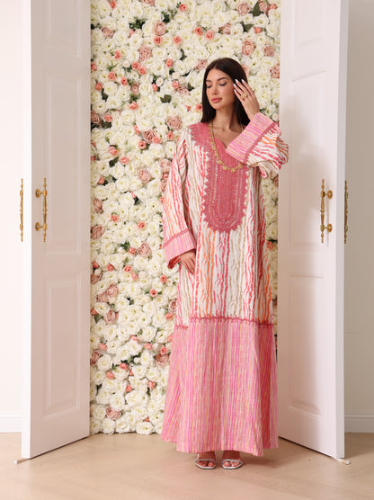Rose & Apricot Stripe Kaftan