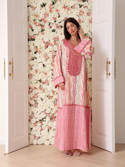 Rose & Apricot Stripe Kaftan