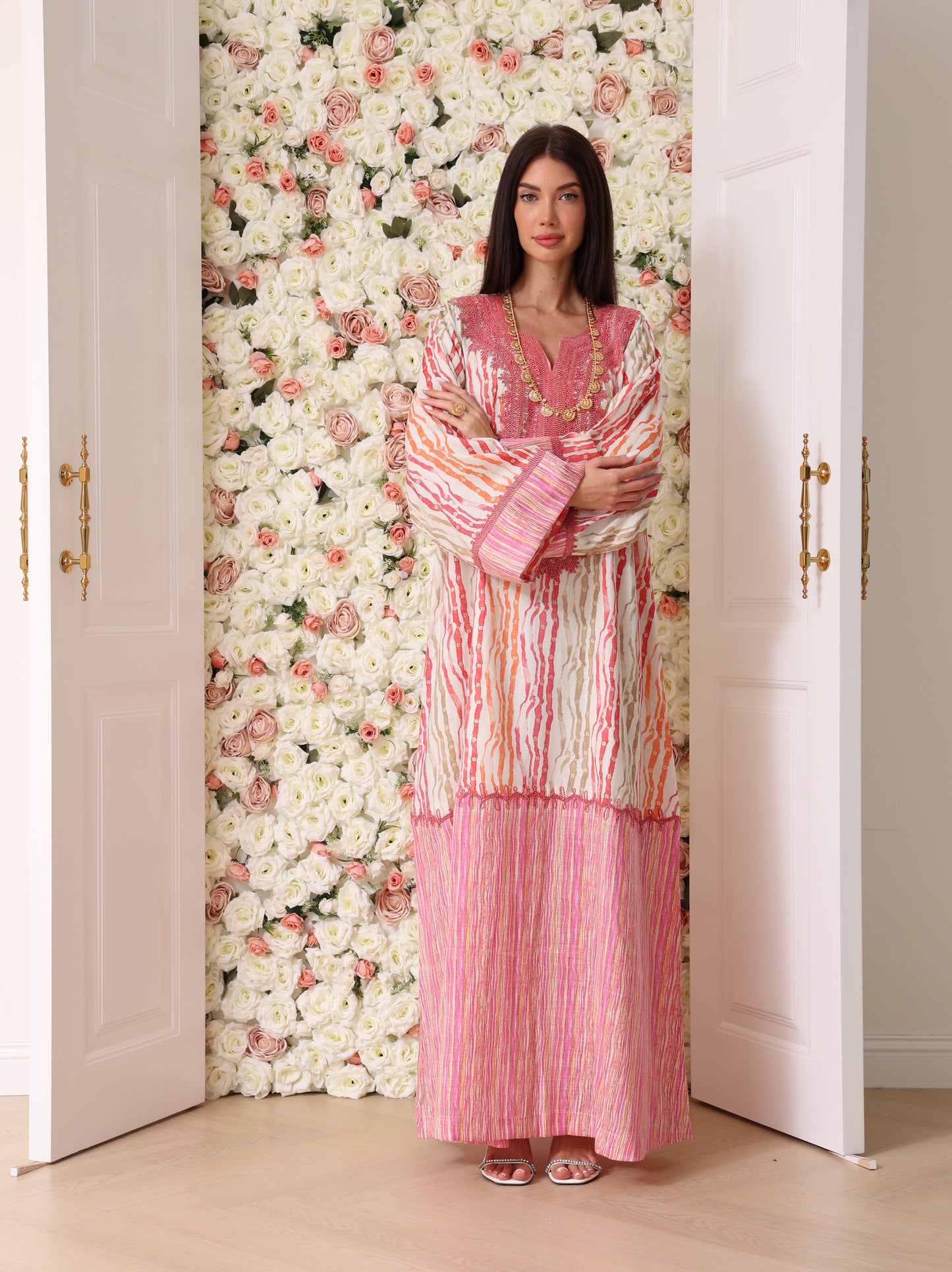 Rose & Apricot Stripe Kaftan