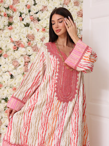 Rose & Apricot Stripe Kaftan