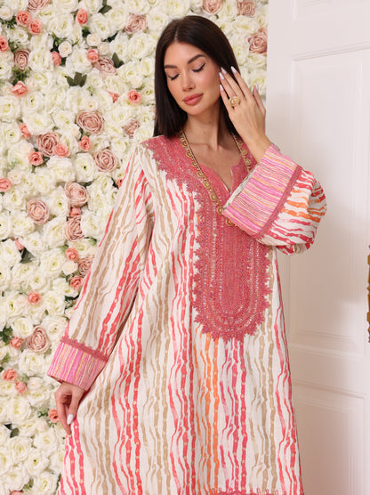 Rose & Apricot Stripe Kaftan