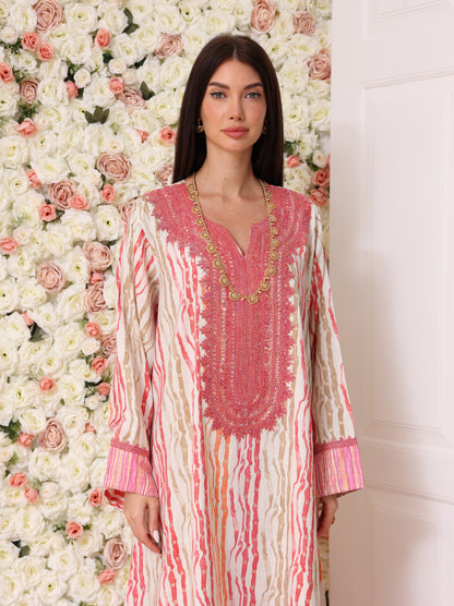 Rose & Apricot Stripe Kaftan
