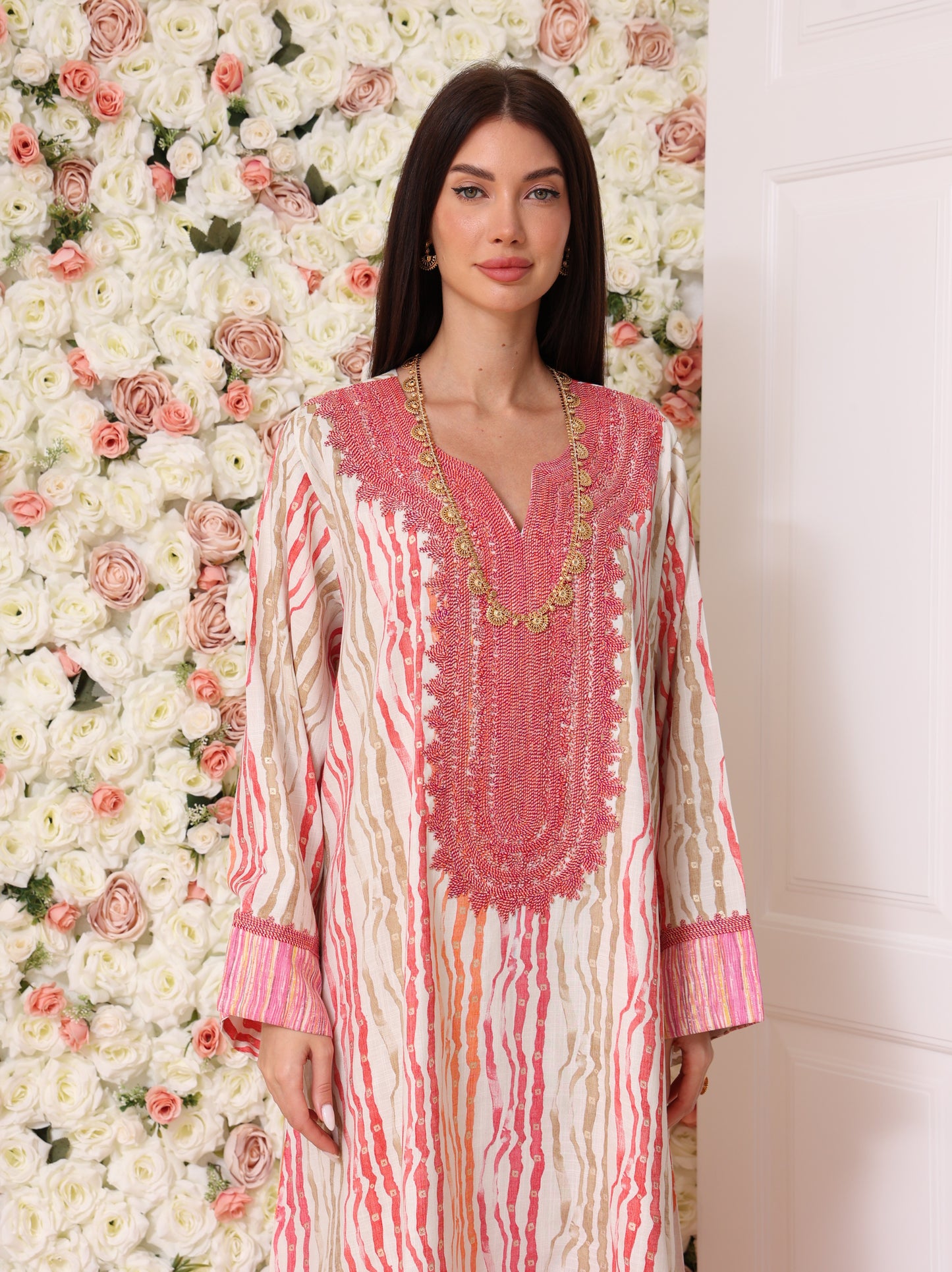 Rose & Apricot Stripe Kaftan