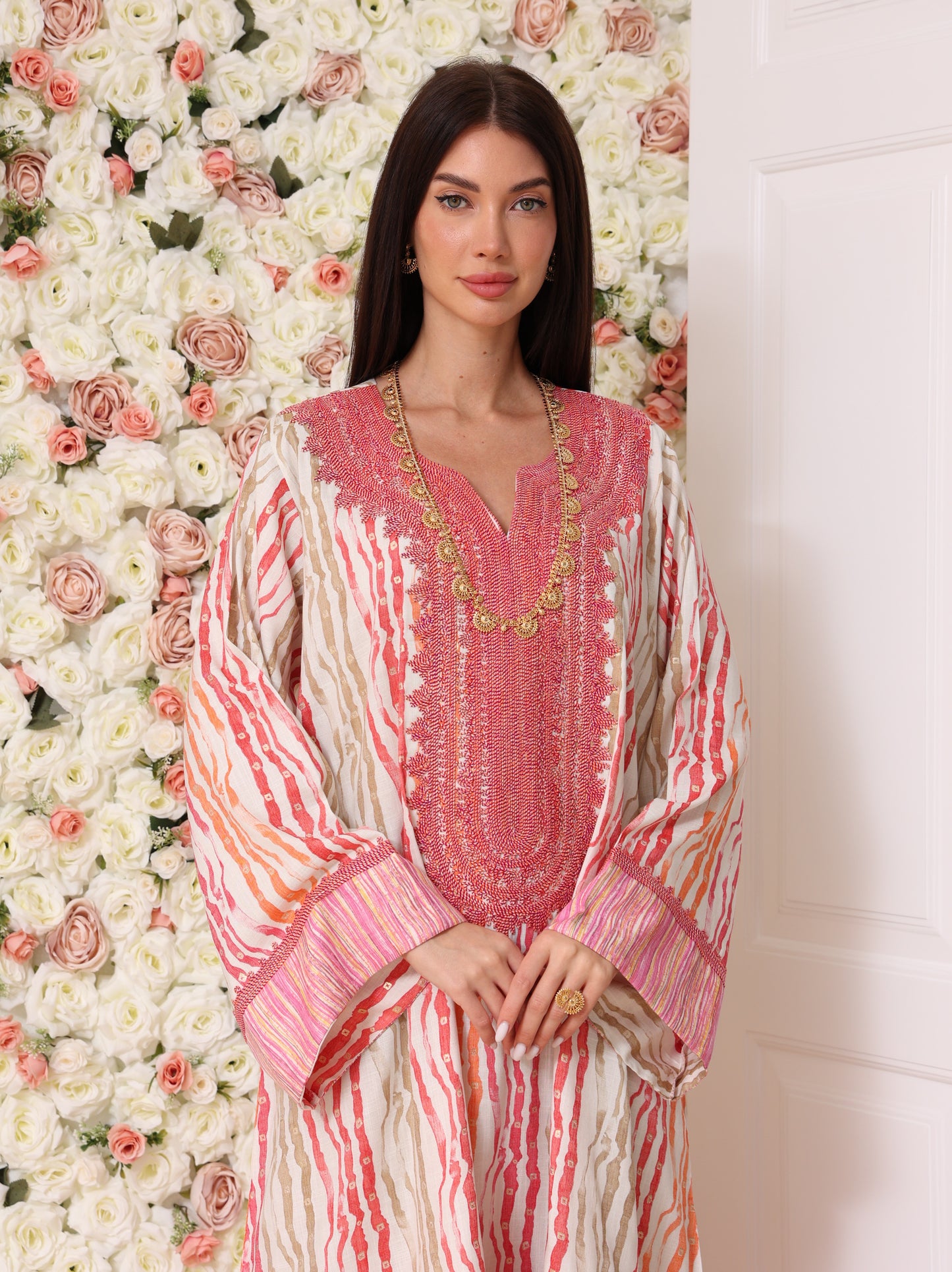 Rose & Apricot Stripe Kaftan