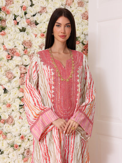 Rose & Apricot Stripe Kaftan
