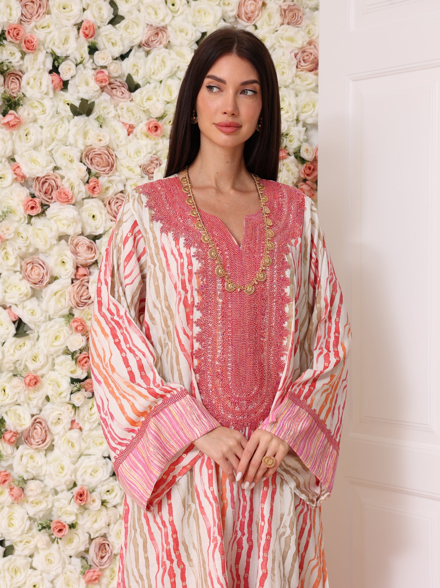 Rose & Apricot Stripe Kaftan