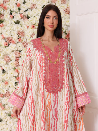 Rose & Apricot Stripe Kaftan