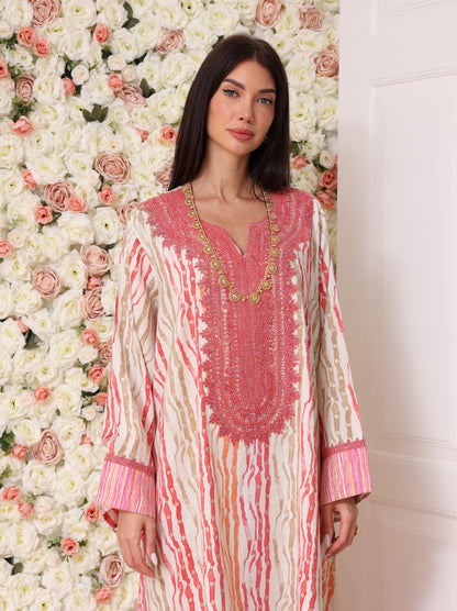 Rose & Apricot Stripe Kaftan