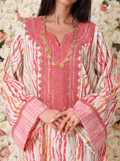 Rose & Apricot Stripe Kaftan