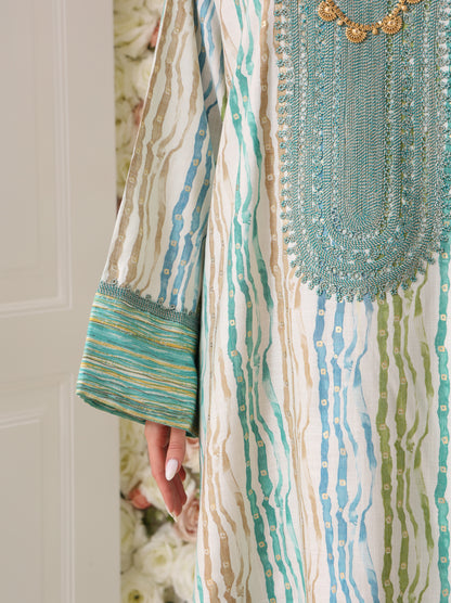Turquoise & Cream Kaftan