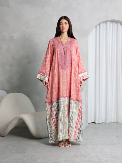 Coral Stripe Kaftan