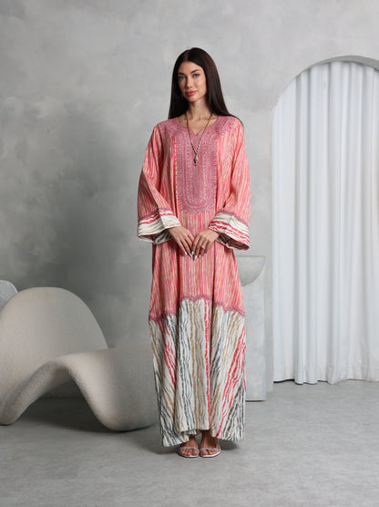 Coral Stripe Kaftan