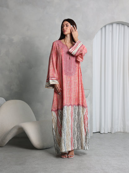 Coral Stripe Kaftan