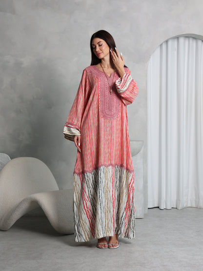 Coral Stripe Kaftan