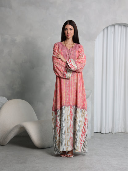 Coral Stripe Kaftan