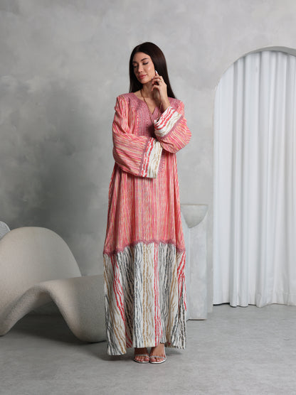Coral Stripe Kaftan