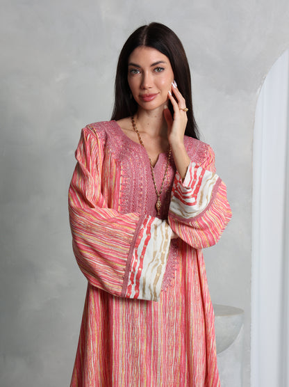Coral Stripe Kaftan